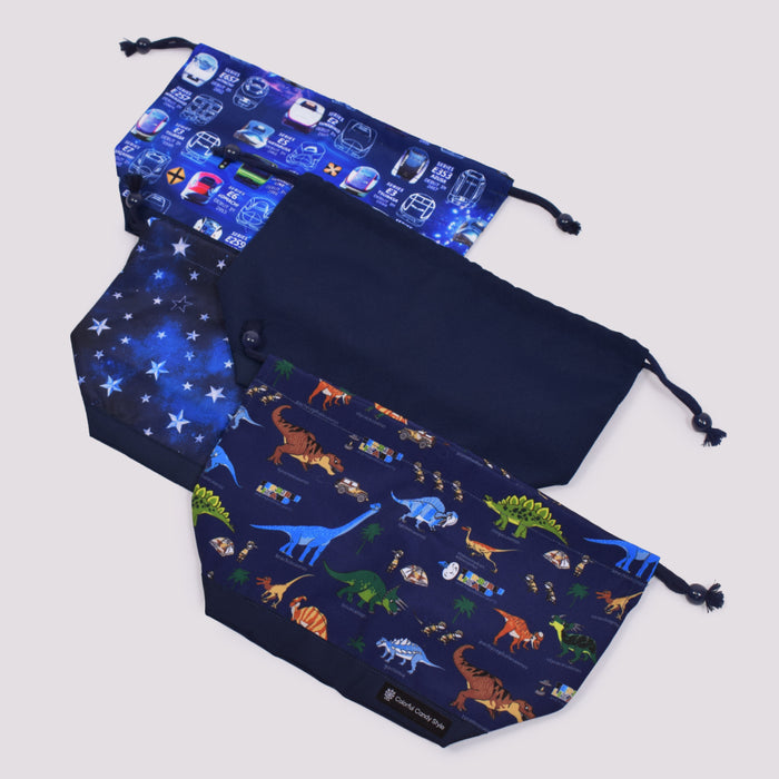 カラフルキャンディスタイルの入園入学5点セット。男の子・女の子兼用で、レッスンバッグ・シューズケース・巾着袋など、通園・通学に大活躍アイテム満載。