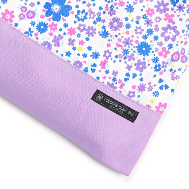 [SALE: 30% OFF] Drawstring bag Large gym clothes bag (with name tag) Airy shower with flower pattern (lavender) 