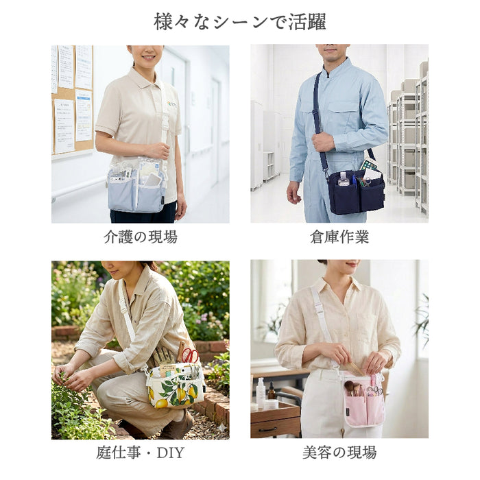 シーンに合わせて使える2WAY仕様のナースポーチ。ショルダーバッグとしてもウエストポーチとしても使えるため、動きやすさや好みに合わせて使い分けられます。