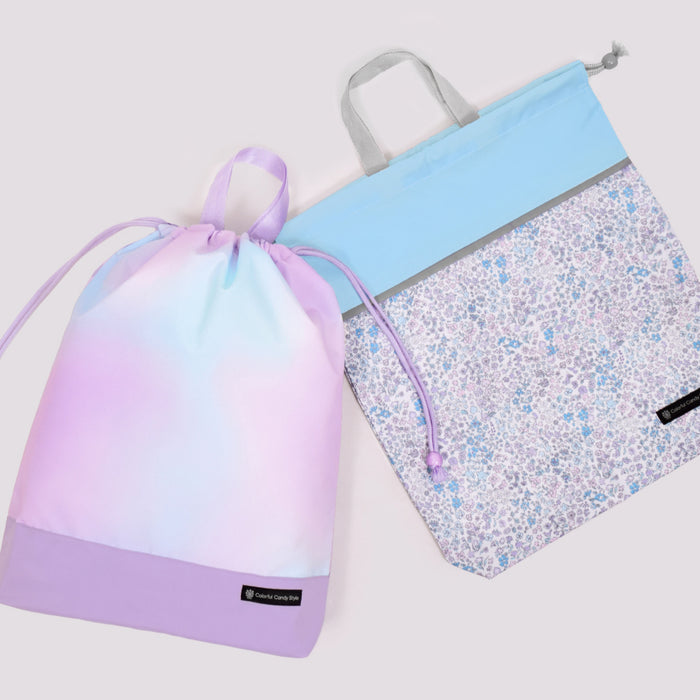 カラフルキャンディスタイルの体操服袋。子供用で、体操服やお着替えが入る巾着袋。男の子と女の子兼用で大活躍。