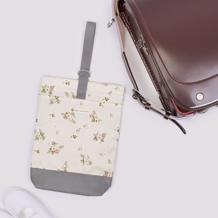 カラフルキャンディスタイルのシューズケース。キルティングの高級感。巾23cmのゆったりサイズで保育園・幼稚園・小学低学年まで使えるシューズバッグです。