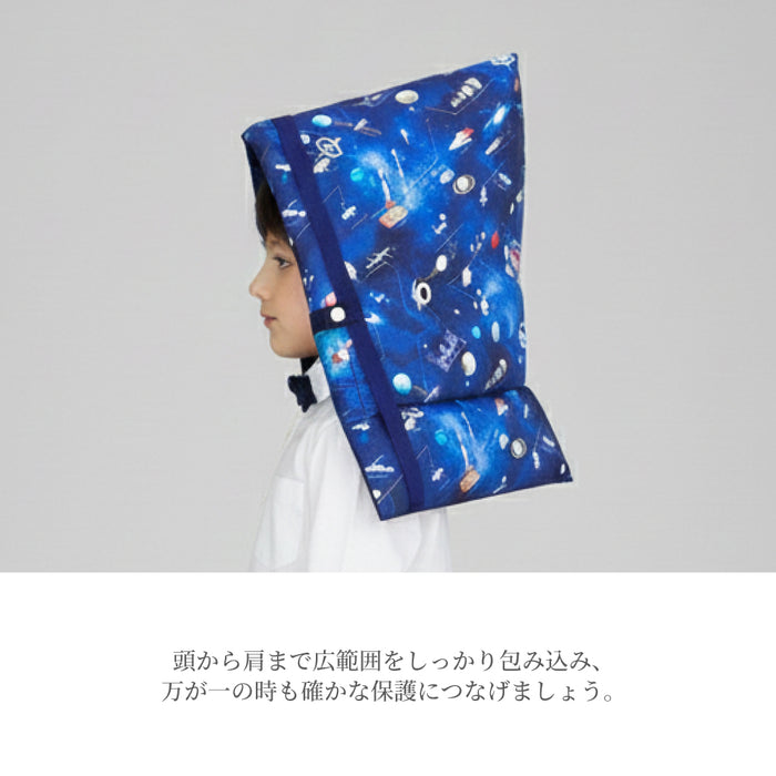 カラフルキャンディスタイルの防災頭巾。椅子固定ゴム付きで、座布団にもなる便利な防災ずきん。男の子と女の子兼用で大活躍。