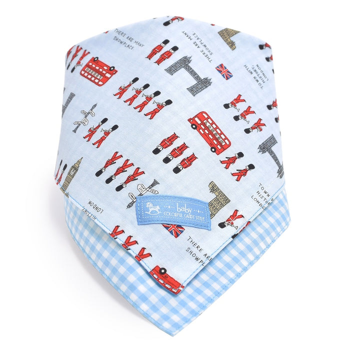 ゆうパケット対応 スタイ ハンカチタイプ てくてくロンドン行進曲(ライトブルー)