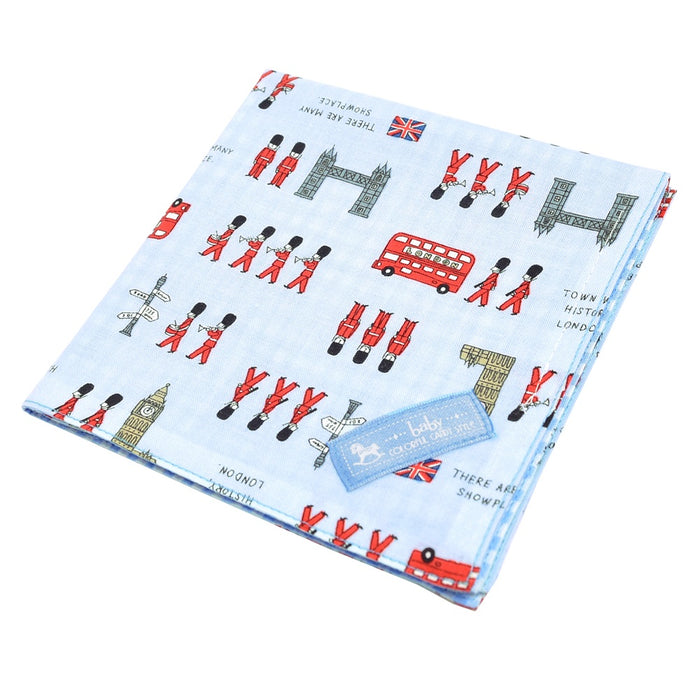 ゆうパケット対応 スタイ ハンカチタイプ てくてくロンドン行進曲(ライトブルー)