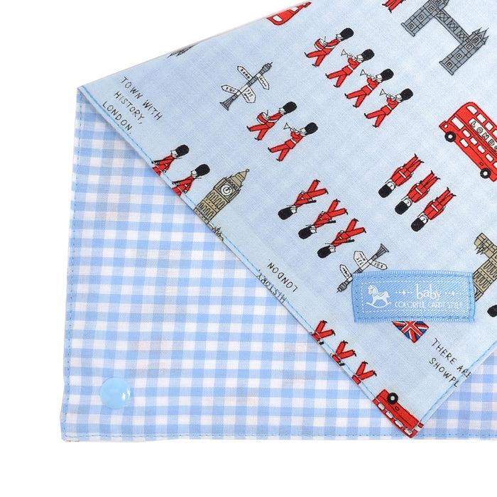 ゆうパケット対応 スタイ ハンカチタイプ てくてくロンドン行進曲(ライトブルー)