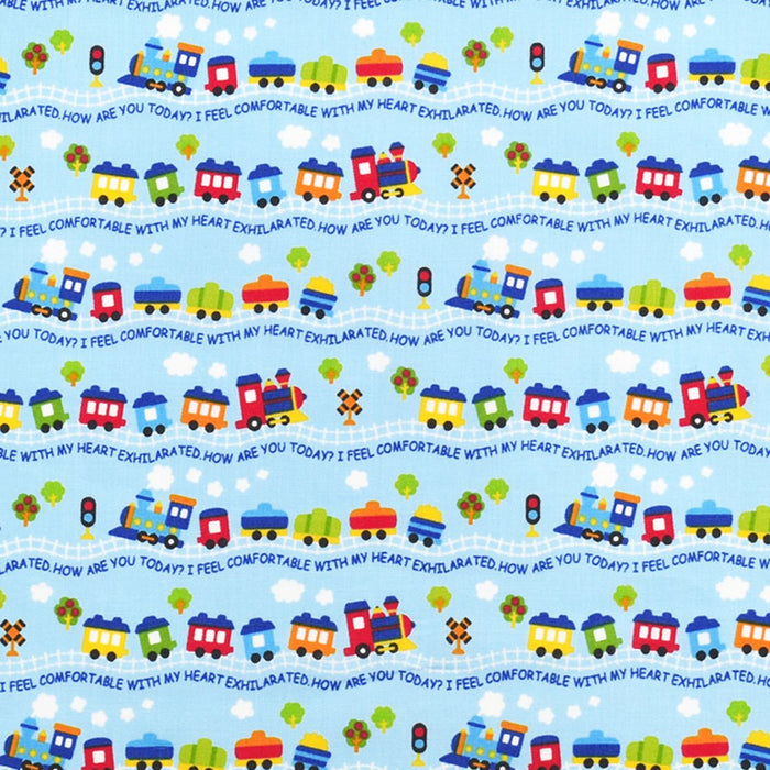 [SALE: 60% OFF] Diaper changing sheet Let's go by colorful train (light blue) 