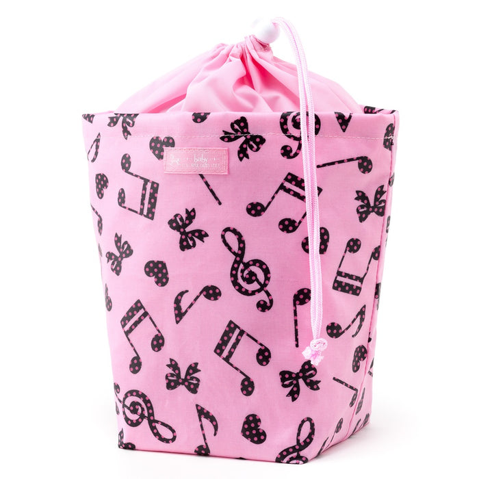 [SALE: 90% OFF] Deodorant Diaper Pouch Drawstring Type Harmony of Polka Dot Music Notes (Pink) 