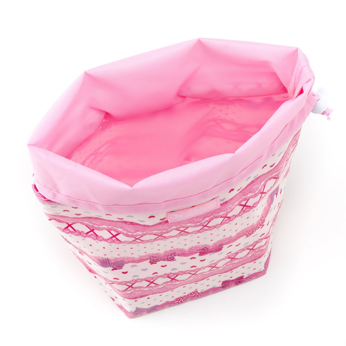 [SALE: 90% OFF] Deodorant diaper pouch Drawstring type Pretty cute with ribbon and lace pattern (white) 