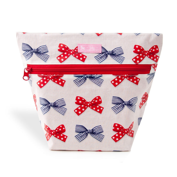 [SALE: 90% OFF] Deodorant Diaper Pouch Zipper Type Polka Dot and Stripe French Ribbon (Ivory) 