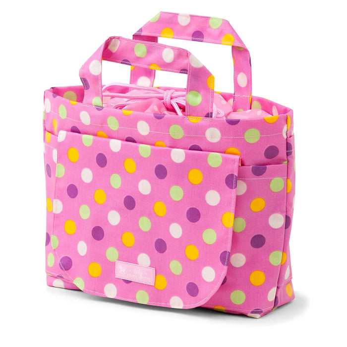 [SALE: 60% OFF] Diaper Pouch M (Drawstring Tote Type) Colorful Cute Large Dots (Pink) 