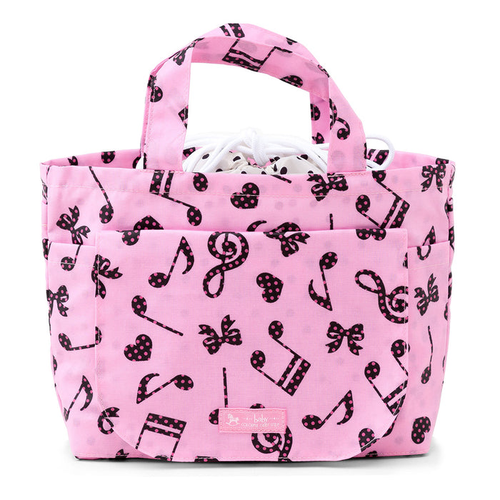 [SALE: 60% OFF] Diaper Pouch M (Drawstring Tote Type) Polka Dot Musical Note Harmony (Pink) 