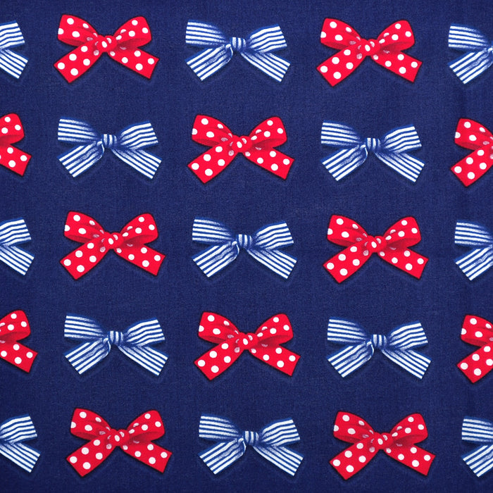 Diaper Pouch ・M (Drawstring Tote Type) Polka Dot and Stripe French Ribbon (Navy) 