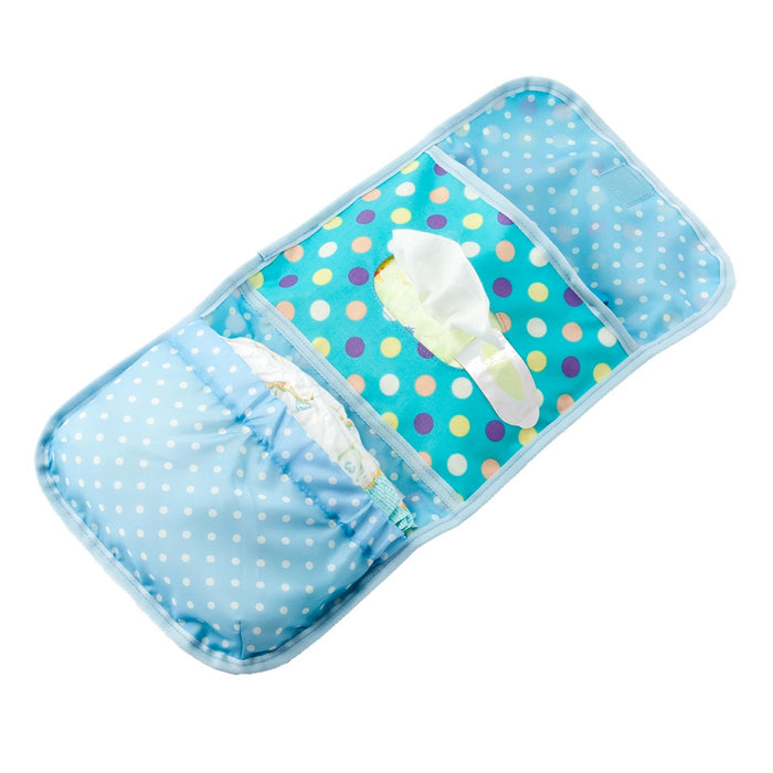 [SALE: 60% OFF] Diaper Pouch S (Clutch Type) Colorful Cute Large Dots (Light Blue) 