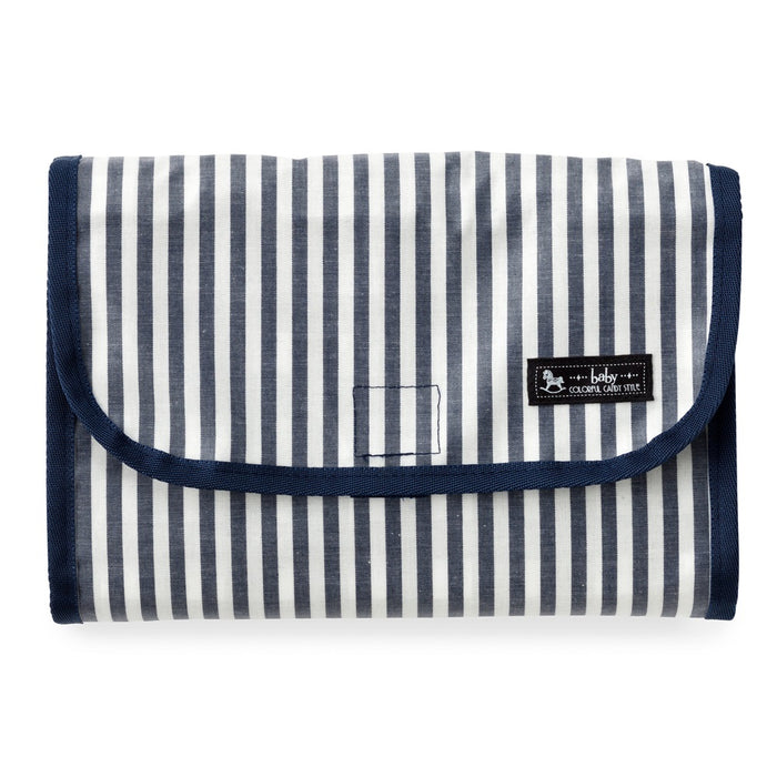 Diaper Pouch ・S (Clutch Type) Basic Stripe (100% Cotton) ・Navy 