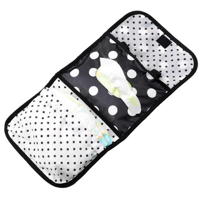 [SALE: 40% OFF] Diaper pouch S (clutch type) polka dot large (broadcloth black) 