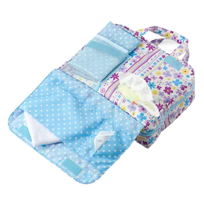 [SALE: 60% OFF] Diaper Pouch L (bag type) Scandinavian Flower Park (broad fabric, lavender) 