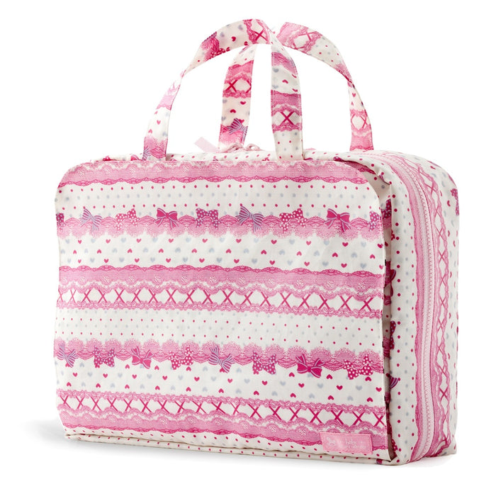 [SALE: 60% OFF] Diaper pouch L (bag type) Pretty cute with ribbon and lace pattern (white) 