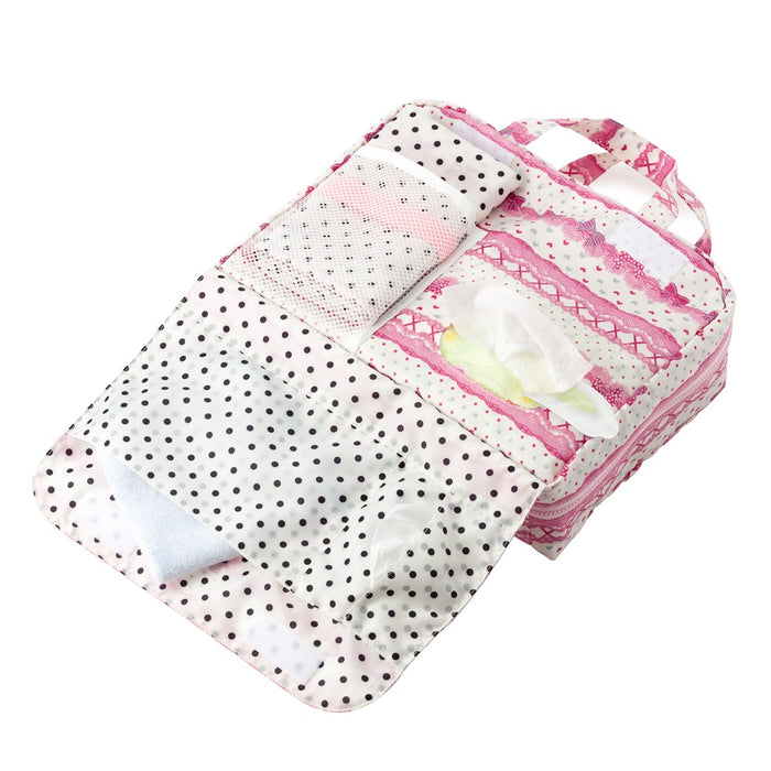 [SALE: 60% OFF] Diaper pouch L (bag type) Pretty cute with ribbon and lace pattern (white) 