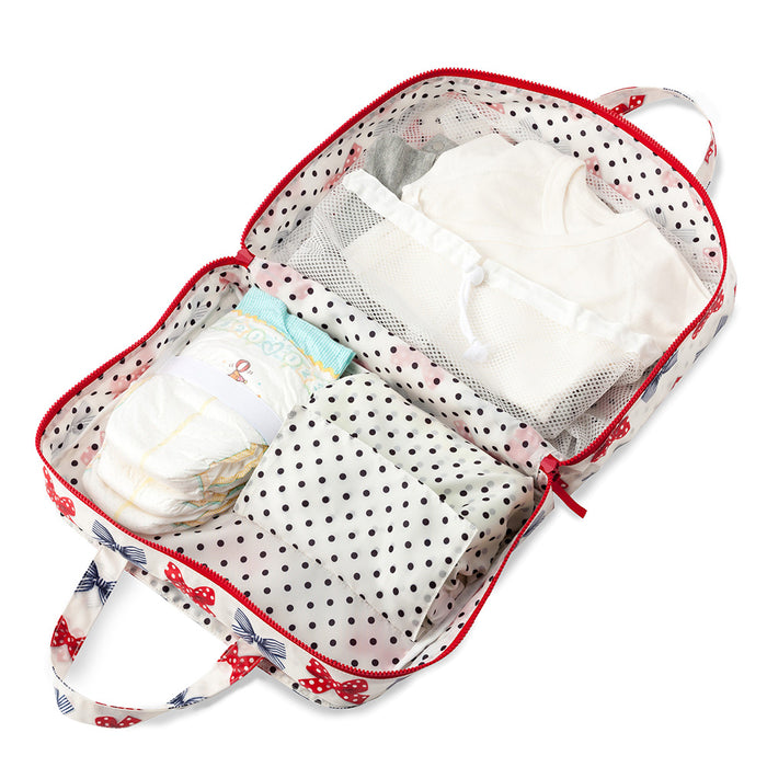 [SALE: 60% OFF] Diaper Pouch L (Bag Type) Polka Dot and Stripe French Ribbon (Ivory) 