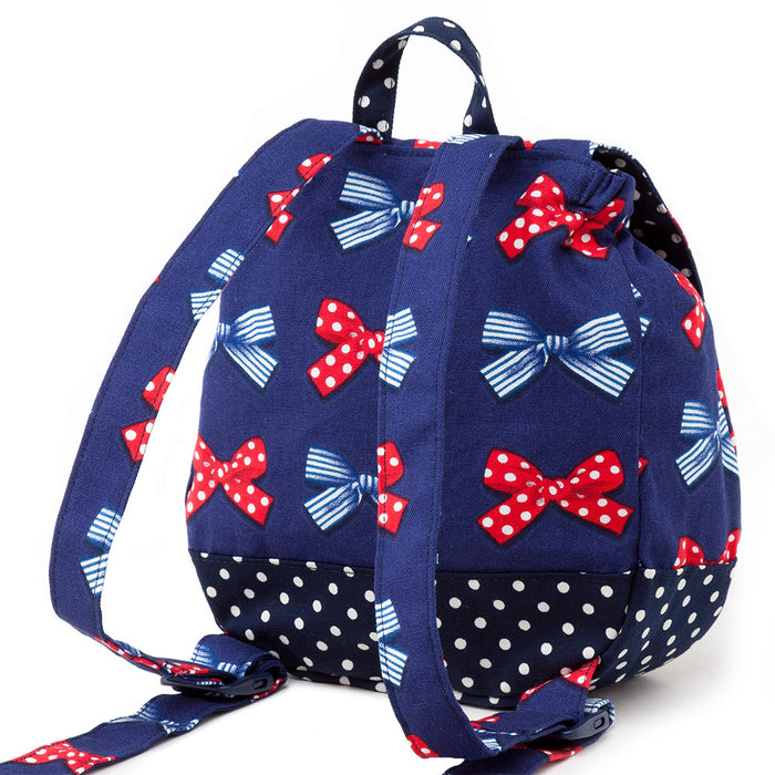 [SALE: 60% OFF] Baby Backpack Polka Dot and Stripe French Ribbon (Navy) 