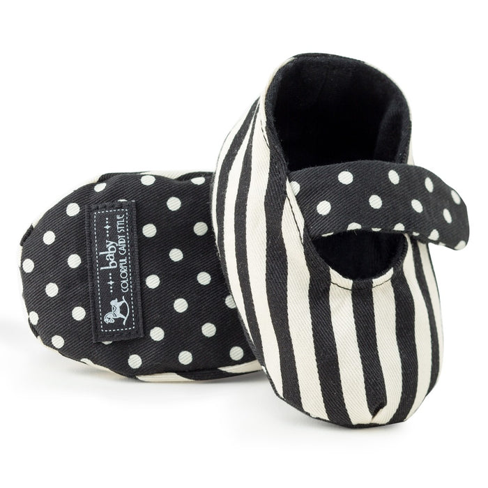 [SALE: 90% OFF] Baby shoes narrow stripe (twill・black) 