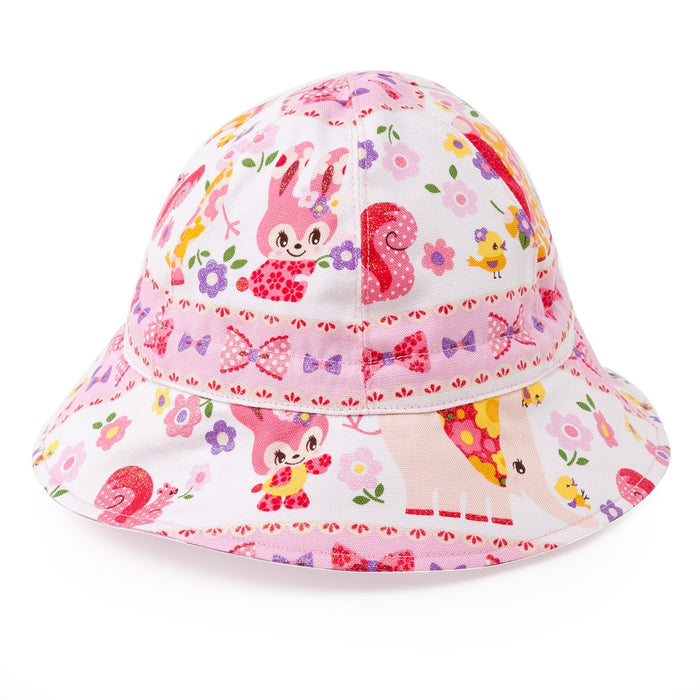 【アーリーサマーセール：40%OFF】 ベビー帽子 ハット(Sサイズ) お花大好きプリティ動物フレンド(ピンク)