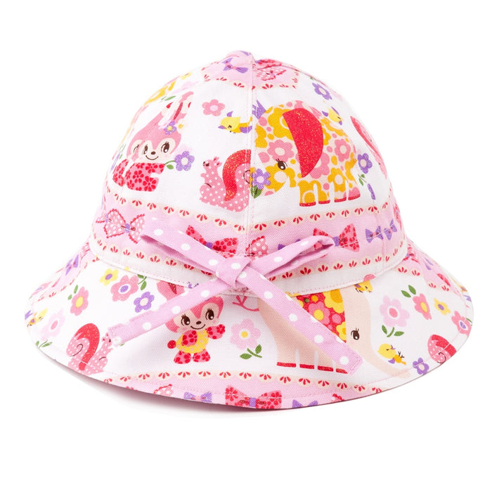 【サマーセール：45%OFF】 ベビー帽子 ハット(Sサイズ) お花大好きプリティ動物フレンド(ピンク)