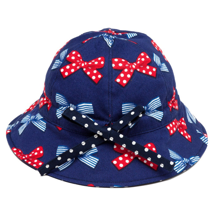 [SALE: 90% OFF] Baby Hat Hat (S size) Polka Dot and Stripe French Ribbon (Navy) 