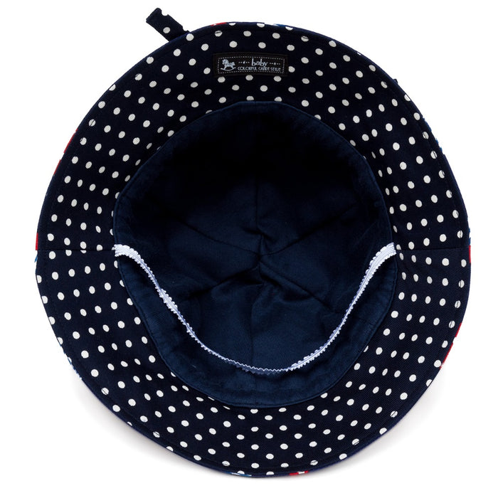 [SALE: 90% OFF] Baby Hat Hat (S size) Polka Dot and Stripe French Ribbon (Navy) 
