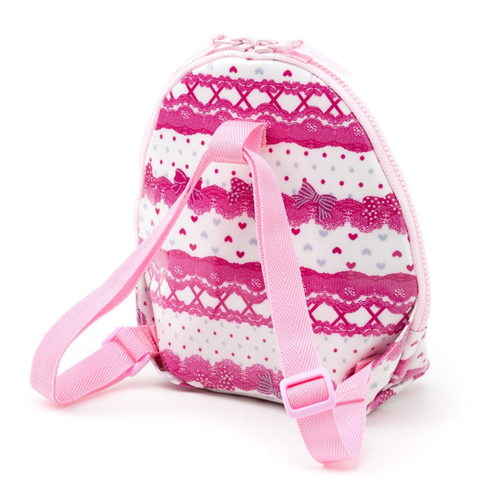 [SALE: 60% OFF] Mag Pouch Backpack Type Pretty cute with ribbon and lace pattern (white) Glossy vinyl coating