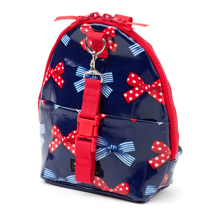 [SALE: 60% OFF] Mag Pouch Backpack Type Polka Dot and Stripe French Ribbon (Navy) Glossy Vinyl Coating 