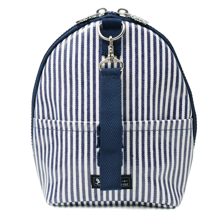 [SALE: 60% OFF] Mag Pouch Backpack Type Basic Stripe (100% Cotton) Navy Blue Matte Vinyl Coating 