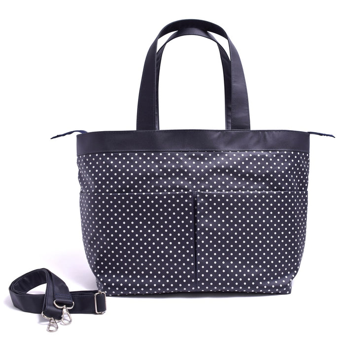 【OUTLET：50%OFF】 マザーズバッグ 2wayスタイル 水玉・紺