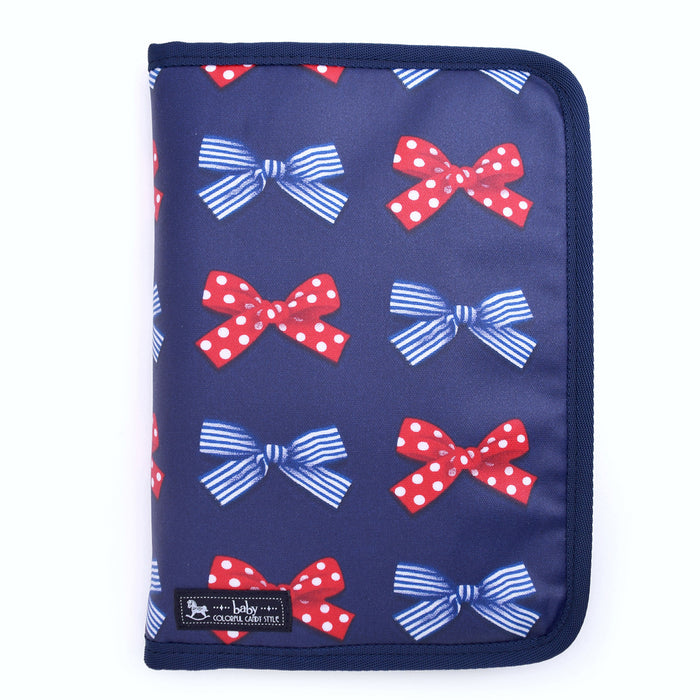 [SALE: 60% OFF] Multi-case/Mother and Child Notebook Case Zipper Type Polka Dot and Stripe French Ribbon (Navy) 