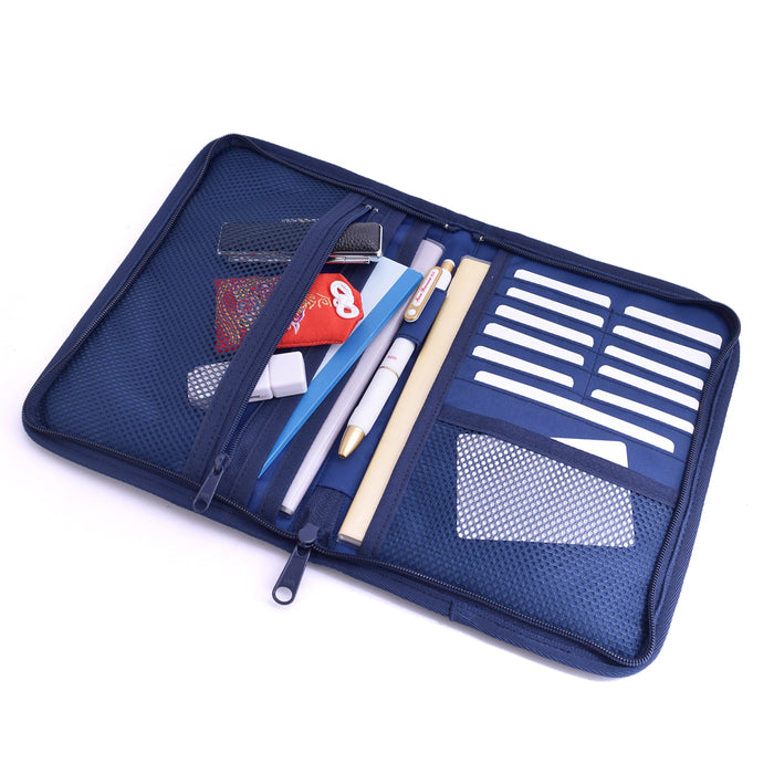 [SALE: 60% OFF] Multi-case/Mother and Child Notebook Case Zipper Type Polka Dot and Stripe French Ribbon (Navy) 