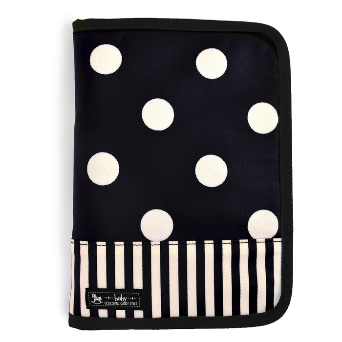 Multi case/mother and child notebook case fastener type polka dot large (twill・black) 