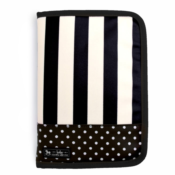 [SALE: 60% OFF] Multi-case/mother and child notebook case fastener type wide stripe (twill・black) 
