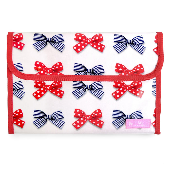 Multi-case/mother and child notebook case bellows type French ribbon with polka dots and stripes (ivory) 