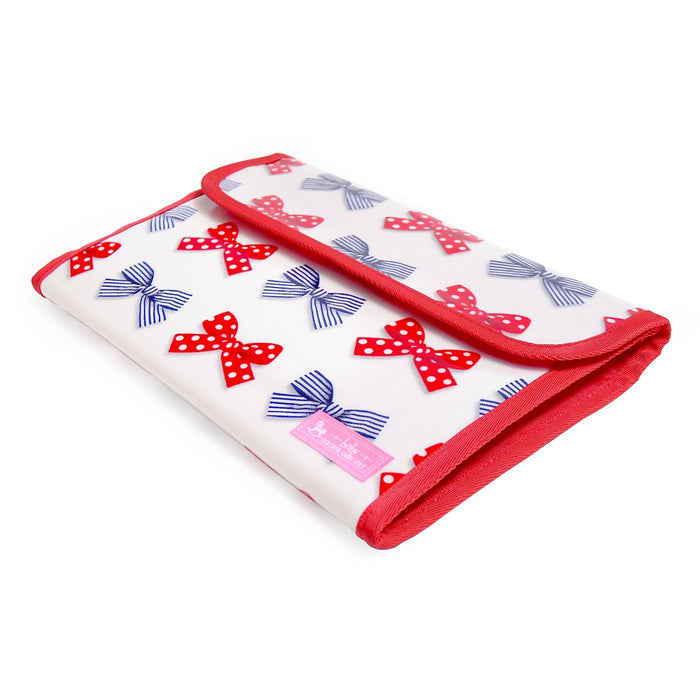 Multi-case/mother and child notebook case bellows type French ribbon with polka dots and stripes (ivory) 