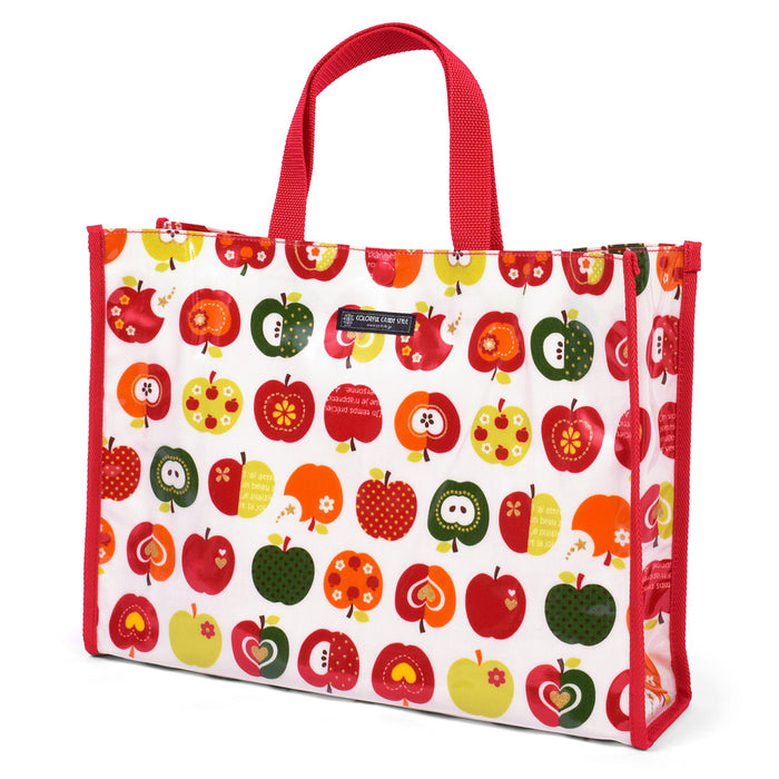 【入園入学応援セール：50%OFF】 プールバッグ ラミネートバッグ(スクエアタイプ) おしゃれリンゴのひみつ(アイボリー)