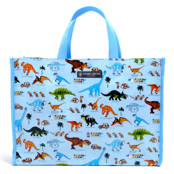 Pool Bag Laminated Bag (Square Type) Discovery! Exploration! Dinosaur Continent (Light Blue)