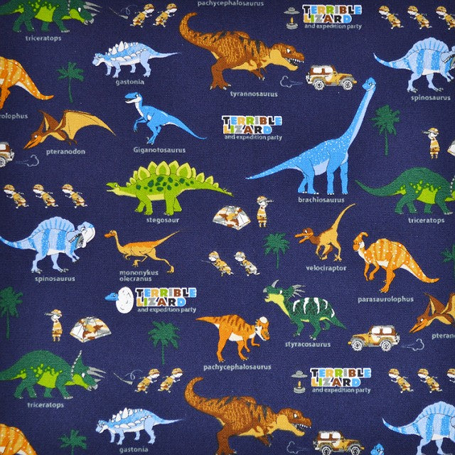 [SALE: 30% OFF] Pool Bag Laminated Bag (Square Type) Discovery! Exploration! Dinosaur Continent (Navy)
