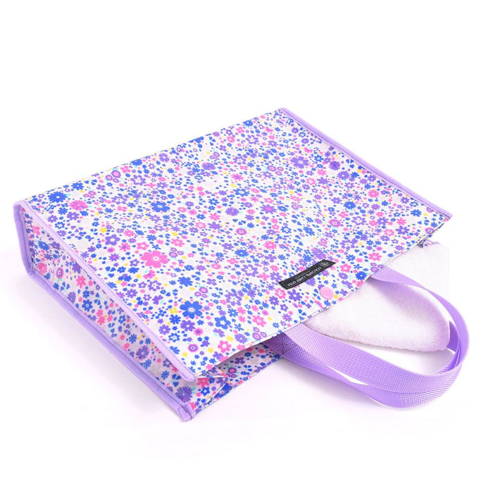 Pool bag Laminated bag (square type) Airy shower with flower pattern (lavender) 