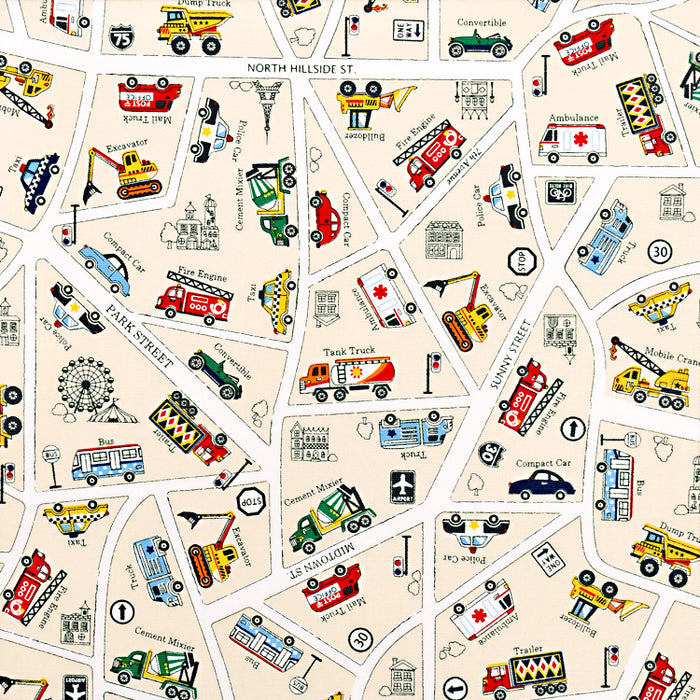 Kindergarten bag Driving map for cars going through town 