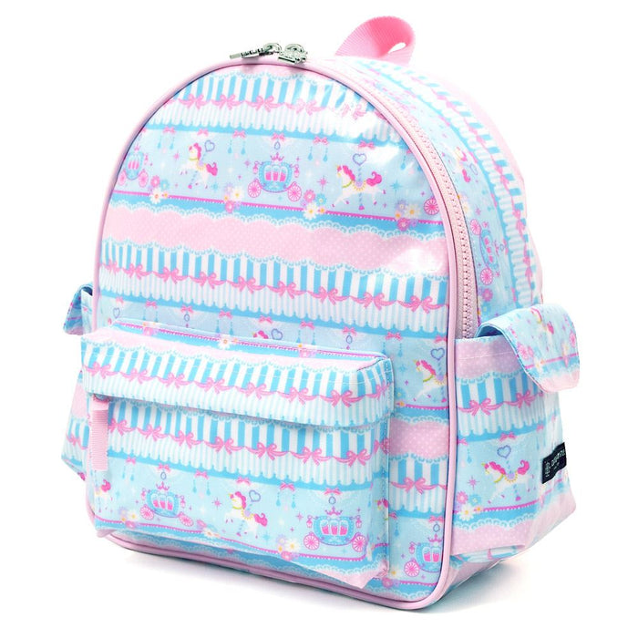 Kindergarten backpack (with chest belt) lace tulle and merry-go-round (light blue)