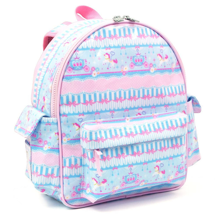 Kindergarten backpack (with chest belt) lace tulle and merry-go-round (light blue)