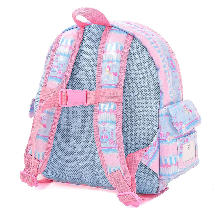 Kindergarten backpack (with chest belt) lace tulle and merry-go-round (light blue)