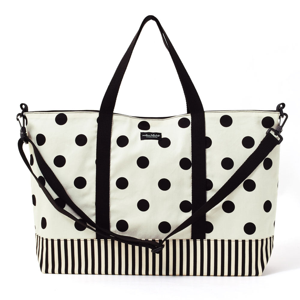 decor PolkaDot lesson bag with gusset polka dot large(twill・white