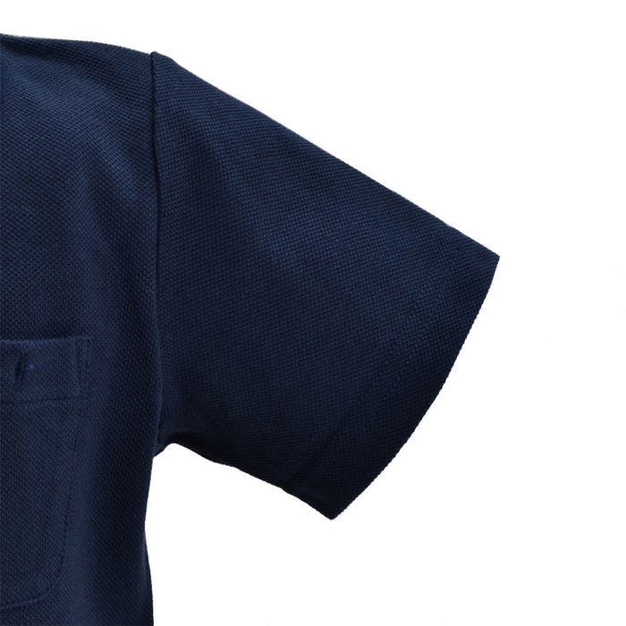 ポロシャツ(半袖・100cm) ネイビー×ステゴザウルス(刺繍入り)