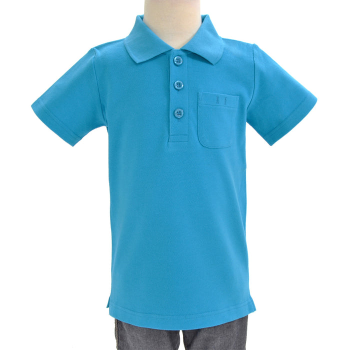 [SALE: 80% OFF] Polo shirt (short sleeve, 100cm) turquoise plain
